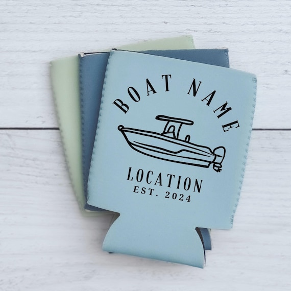 Nautical Can Cooler, Fishing Boat, Boat Gift, Boating Gift, Boat Name, Sailing, Custom Drink Holder, Boat Owner, Captain, Boat Owner Gift