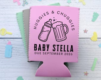 Baby Shower Favor, A Baby is Brewing, Sip Sip Hooray, Poppin Bottles, Huggies and Chuggies, Baby Shower, Personalized Can Cooler, Momosa Bar