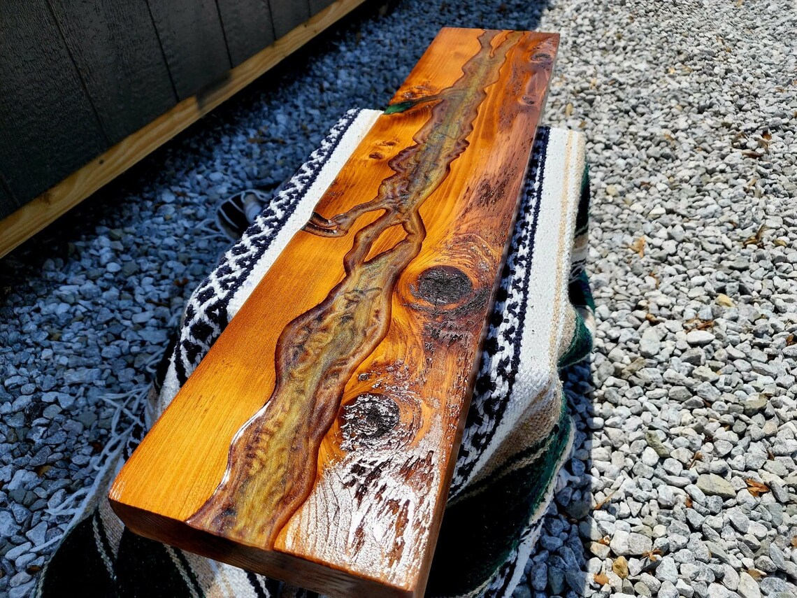 Epoxy Resin Wood River Shelf Etsy