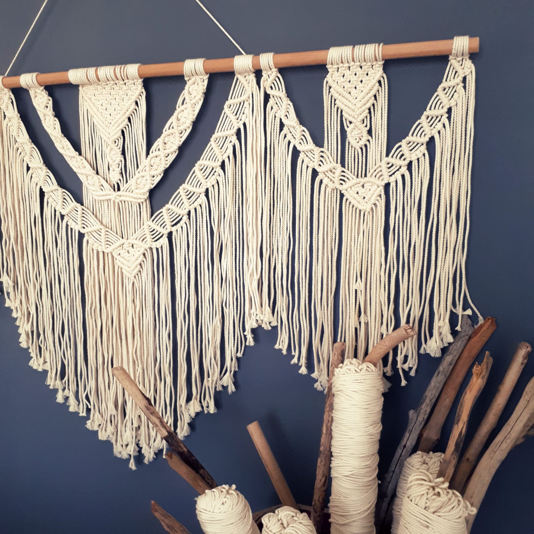 Extra Large Headboard Over the Bed Macrame, Queen Macrame Headboard