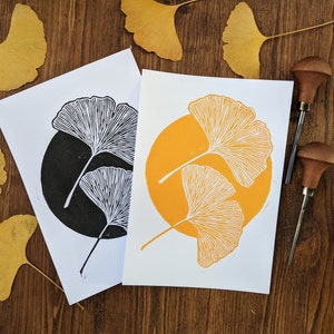 Handmade A5 &quot;Ginkgo Biloba&quot; Linocut