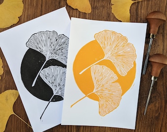 Handmade A5 "Ginkgo Biloba" Linocut