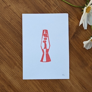 Linogravure A6 "Lampe magma" fait main
