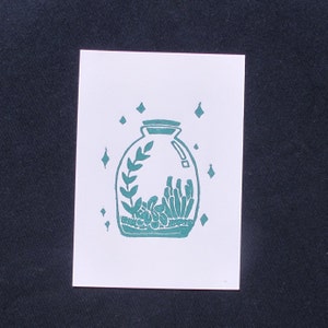 Linogravure A6 "Terrarium" fait main