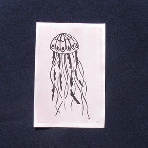 Linogravure A6 "Méduse" fait main