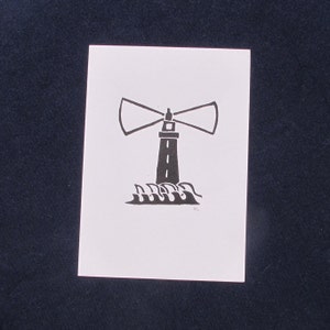Linogravure A6 "Phare marin" fait main