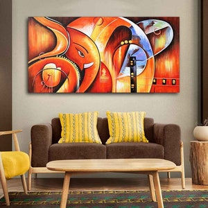 Lord Ganesha Modern Art Premium Wall Painting | Canvas Wall Art Print | Gaanesh Painting Home Decor | Wall Hanging