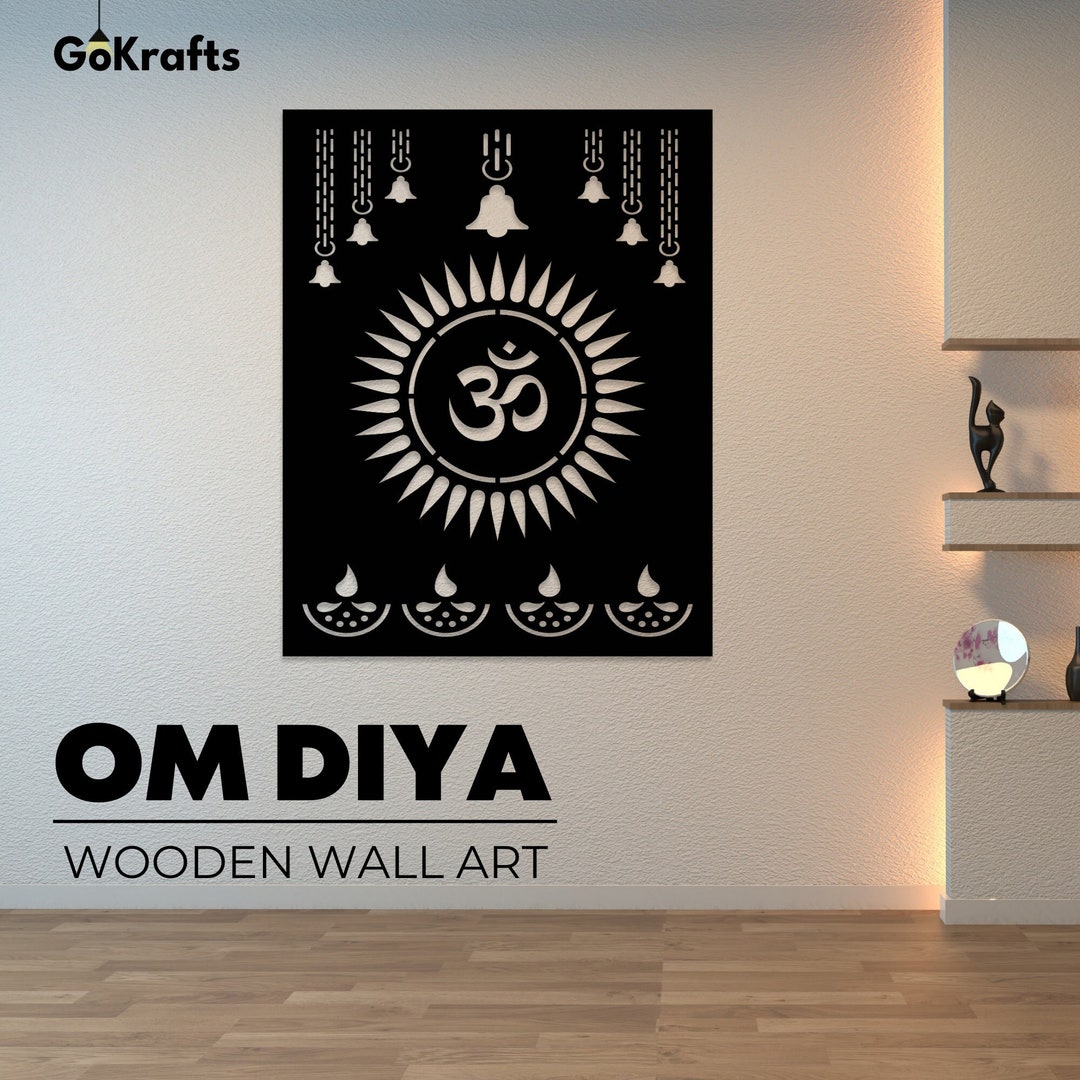 Om Wall Art Wooden, Wood Wall Hangings, Wall Decoration, Wood Wall Art