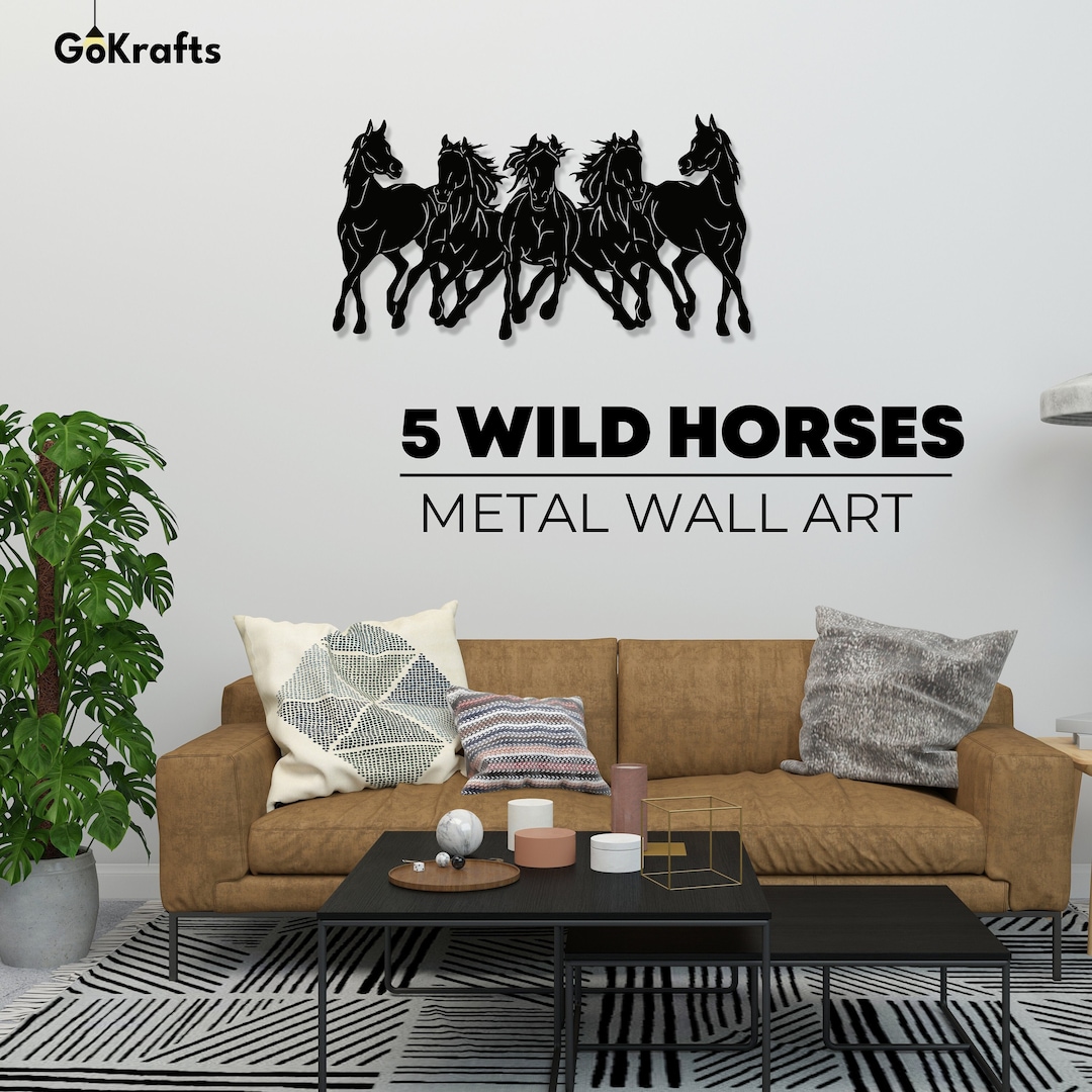 5 Running Horses Metal Wall Art Home Decor Boho Decor Horses Etsy