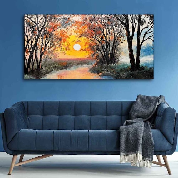 Beautiful Sunset Scenery Premium Wall Painting Canvas Wall Art Print Sunrise Painting Home Decor Wall Hanging Etsy