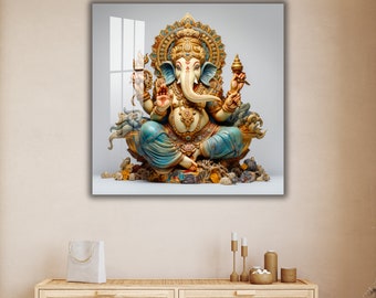 Ganesha Acrylic Tempered Glass Wall Art, Ganesh Wall Art, Wall Decor Gallery Wall, Modern Wall Art, Extra Large Wall Art,  Diwali Gift