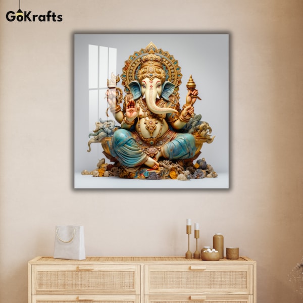Ganesha Acrylic Tempered Glass Wall Art, Ganesh Wall Art, Wall Decor Gallery Wall, Modern Wall Art, Extra Large Wall Art,  Diwali Gift