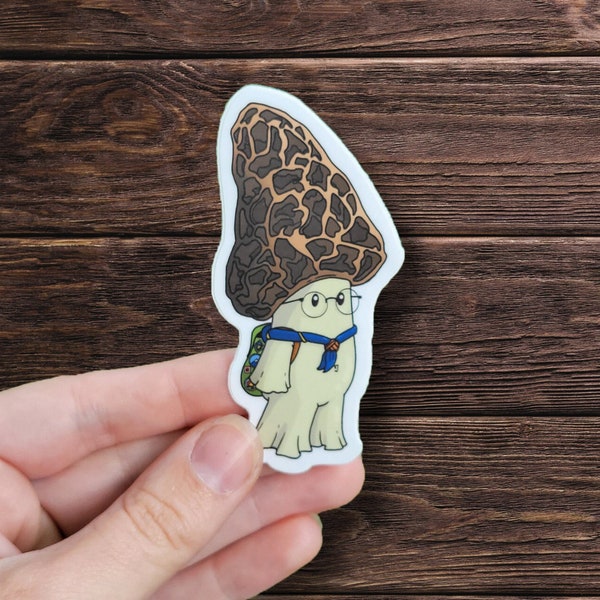 Morel Scout Mushroom Sticker - Vinyl Matte Sticker, Waterproof, Original Artwork