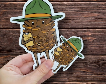 Pinecone Ranger Sticker - Waterproof Vinyl Matte Sticker, Original Artwork
