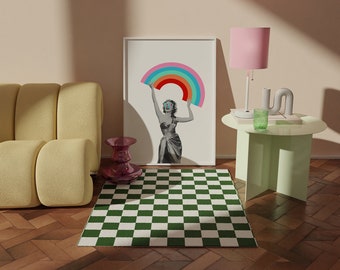 Fun eclectic wall art, surreal print, funky retro poster, collage wall art, rainbow decor, maximalist wall decor, eccentric weird wall art