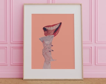 Quirky Cocktail Art Print: Eclectic Bar Wall Decor