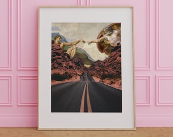 Surreal 'Creation of Adam' Art Print: Eclectic Home Decor