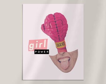 Feminist Collage Art Print: Edgy Girl Power Decor