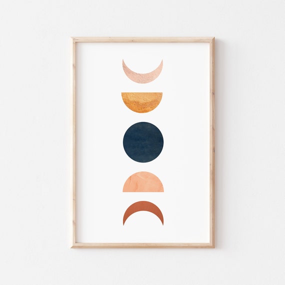 Boho Moon Phase Art Print Terracotta Earthy Boho Decor - Etsy