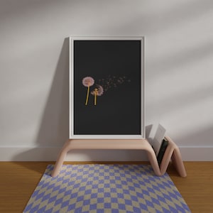 Dandelions print, boho maximalist wall art, girl&#39;s room art, girly wall art, nature print, flower wall decor, floral print, eclectic decor