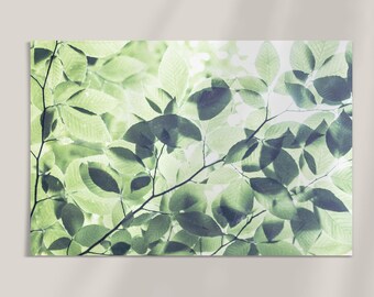 Earthy Green Leaves Art Print: Boho Botanical Wall Decor