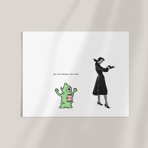 Unique wall art, weird wall decor, retro poster, collage artwork, cute monster wall art, Halloween decor, eclectic home decor