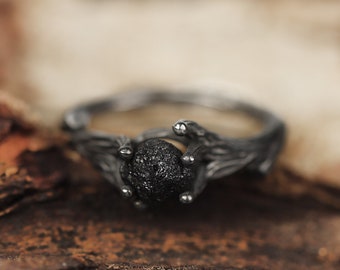 Raw Diamond Ring , Black Diamond Ring , Branch Ring , Rough Diamond Ring , Raw Diamond Engagement Ring , Gift For Her Mom , 925 Silver Ring
