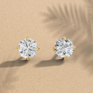 14K Gold Lab Grown Diamond Stud Earrings: Minimalist Solitaire, Sister&#39;s Day Gift