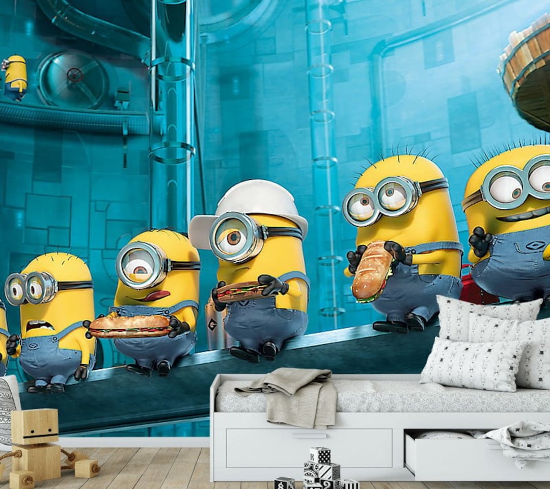Photo Wallpaper Minions Installers Wall Mural Kids Room Wall Decor Etsy