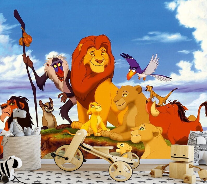 Wall Mural Lion King Characters Photo Wallpaper Nursery Room Wall Decor