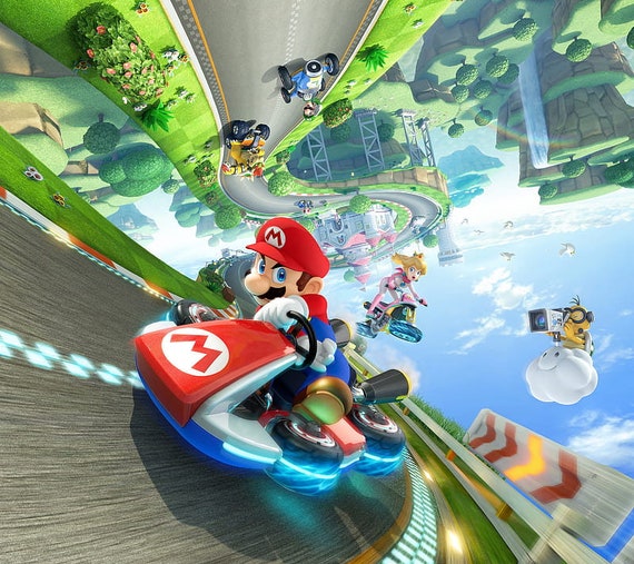 Nursery Wall Mural Mario Kart 8 Photo Wallpaper Kids Room Wall