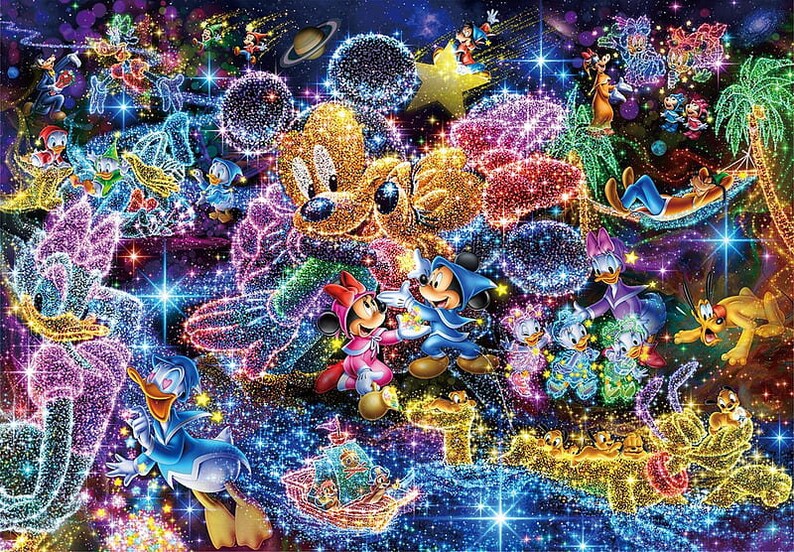 Photo Wallpaper Neon Graphics Disney Characters Wall Mural Kids Room - Etsy