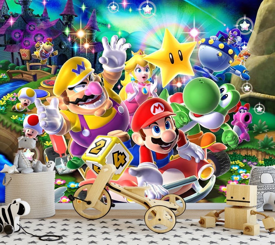 Wall Mural Mario Photo Wallpaper Kids Room Wall Decor Nursery - Etsy