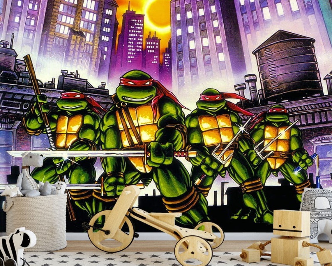 Kids Wall Mural Ninja Turtles Photo Wallpaper Wall Decor - Etsy