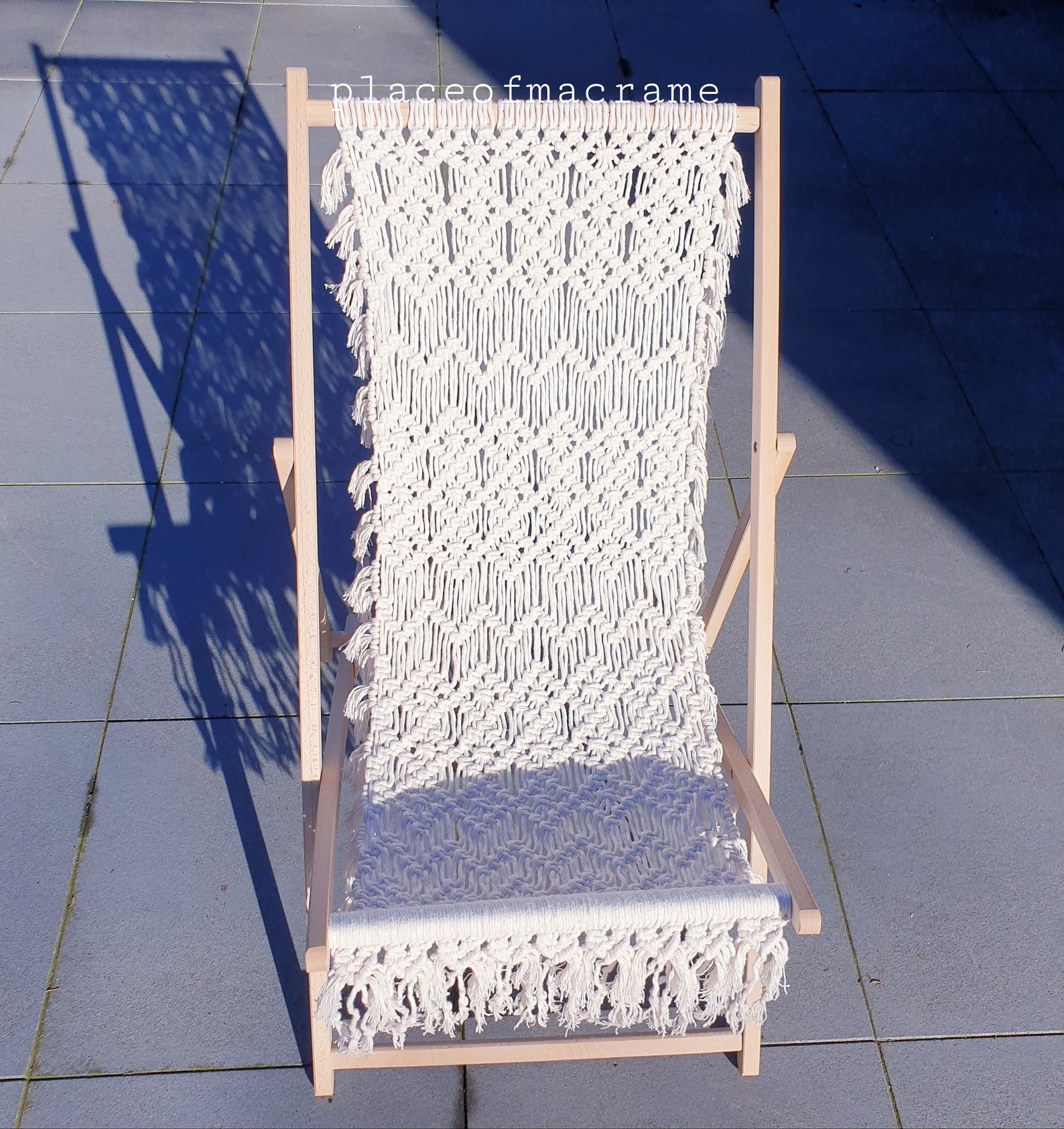 Tumbona silla de playa madera macramé silla boho campimg | Etsy