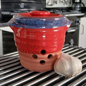 Hand Thrown Terracotta Garlic Keeper, Kitchen Storage