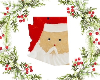 Personalized State of Arizona, Hand Painted Resin “Santa” Ornament, Where We Met Gift, State Pride Gift, Gift for Him or Her, Hostess Gift!