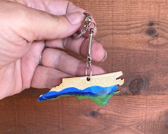 Keychain, North Caroline Mountains Hand painted Wood Keychain