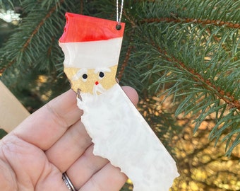 California Santa Personalized Christmas Ornament, Hand-Painted Resin