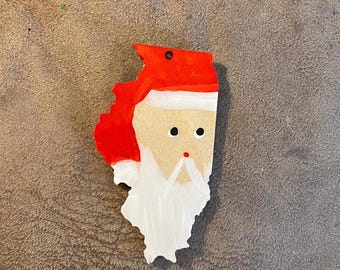 Personalized Illinois Santa Christmas Ornament, State Pride Gift