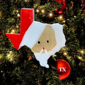 Texas Personalized Christmas Ornament! Santa Texas Ornament, State Pride Gift, Where We Met Gift, Gift for Him or Her, Hostess Gift!