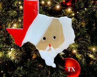 Personalized Texas Santa Christmas Ornament, State Pride Gift