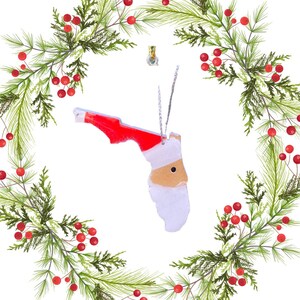 Adorno de Navidad personalizado de Florida, adorno de Papá Noel, regalo de orgullo estatal, regalo donde nos encontramos, regalo para él o ella, regalo de anfitriona.