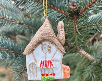 Carmel California Tuck Box Cottage Christmas Tree Ornament