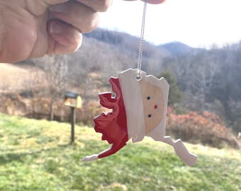 Handmade Alaska Santa Christmas Ornament, State Pride Gift