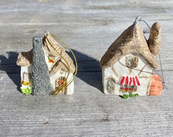 Carmel Fairytale Cottage Christmas Ornament Set, Hand-Painted Resin