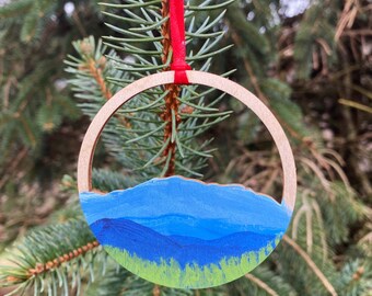 Hand Painted Blue Ridge Mountain Christmas Ornament, Personalized Gift