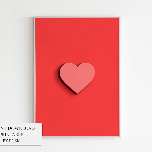 3D Hearts png, 3d hearts Instant Downloads, heart Wall Art, 3d heart Postcard, lovely heart clipart, 3d heart printable, 3d heart print, A3,