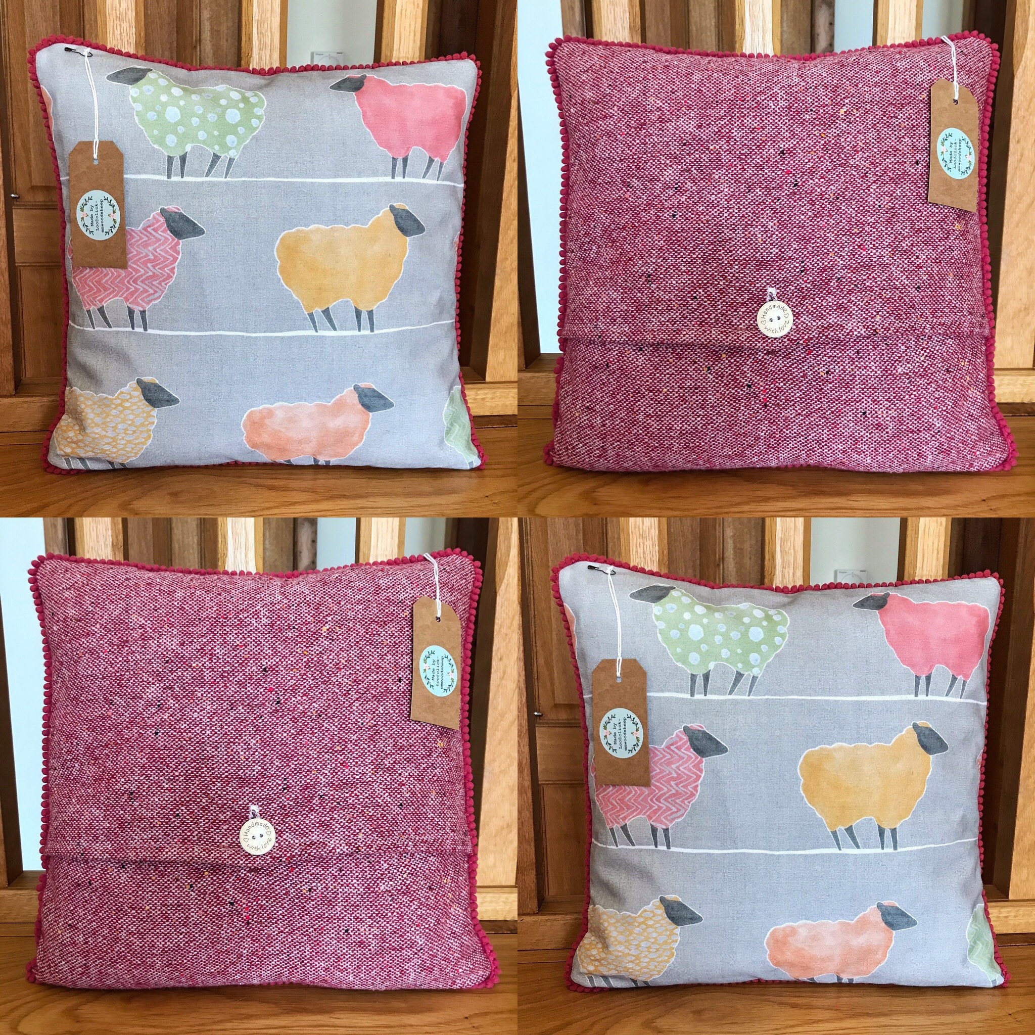 A unique handcrafted cushion cover & pad filled with wool from Etsy