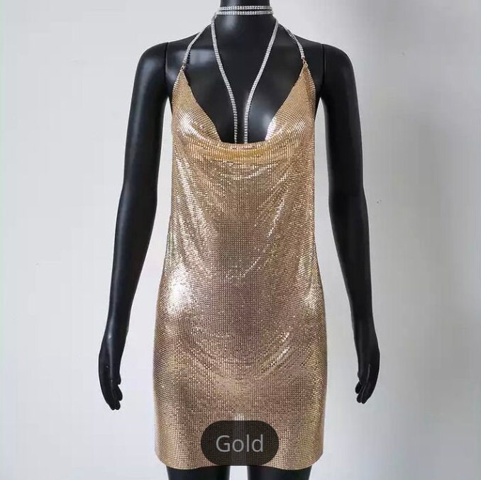 Mini dress from metal sequinned chain link material Etsy